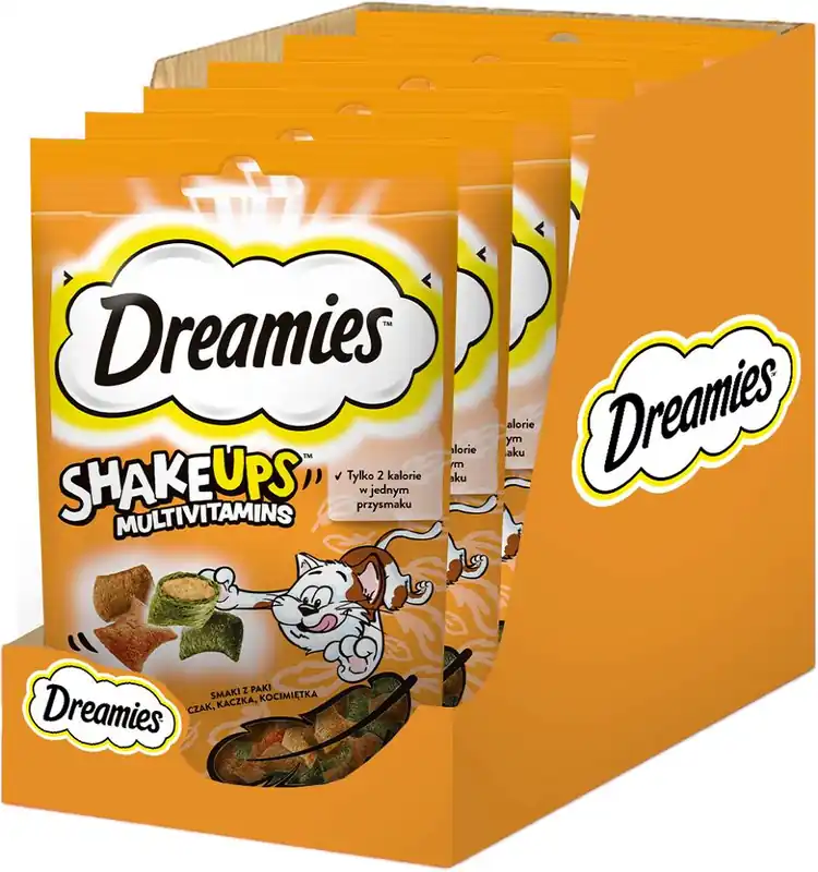 Dreamies Shake Ups Multivitamins Przysmak z kurczakiem, kaczką i kocimiętką dla kota 6x55g OPAKOWANIE ZBIORCZE Oferta limitowana