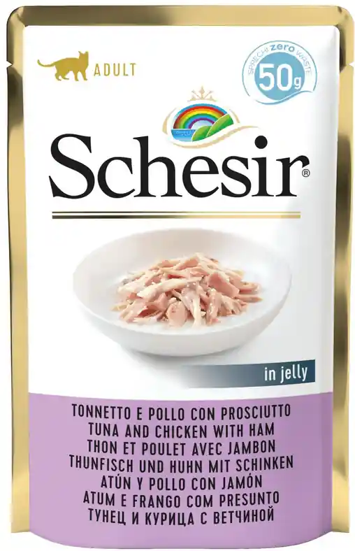 Schesir Adult Tuna&Chicken in Jelly Karma z tuńczykiem i kurczakiem dla kota 50g Szybka wysyłka