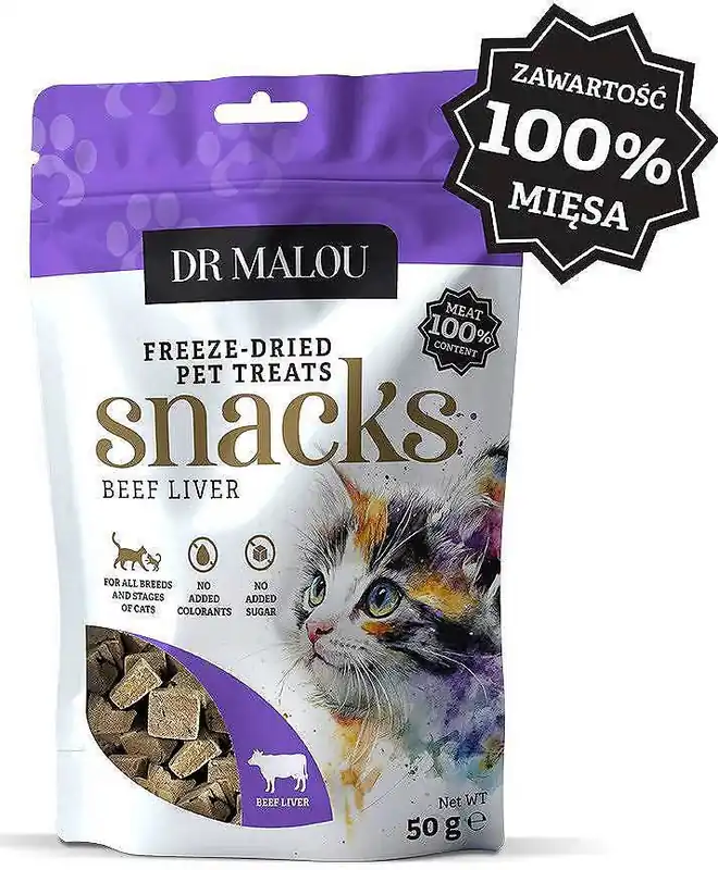 Dr Malou Freeze Dried Liofilizowane Przysmaki z wołowiną dla kota 50g Okazja