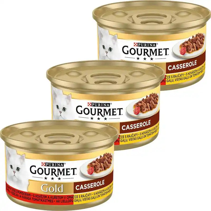 Tylko dziś Gourmet Gold Karma z wołowiną i kurczakiem w sosie z pomidorami dla kota 12x85g PAKIET