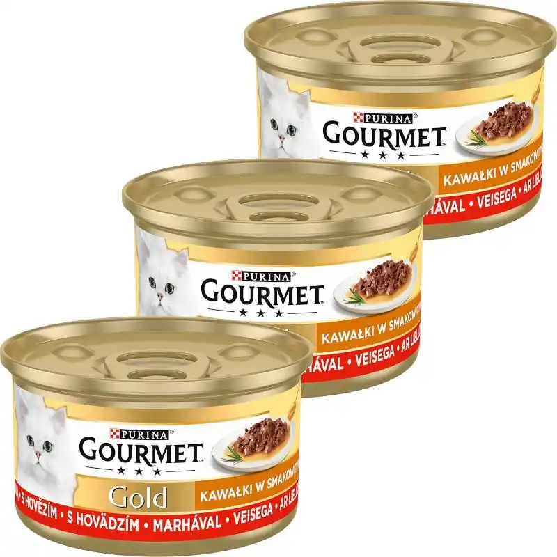 Gourmet Gold Sauce Delight Karma z wołowiną dla kota 12x85g PAKIET Najlepsza cena
