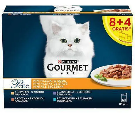 Ekspresowa dostawa Gourmet Perle Mix Smaków Karma w sosie dla kota 12x85g (8+4 GRATIS) (POMARAŃCZOWY)