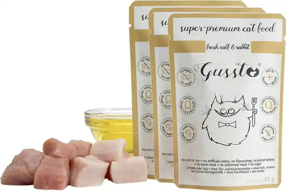 Gussto Fresh Calf&Rabbit Karma z cielęciną i królikiem dla kota 8x85g PAKIET Do wyczerpania zapasów