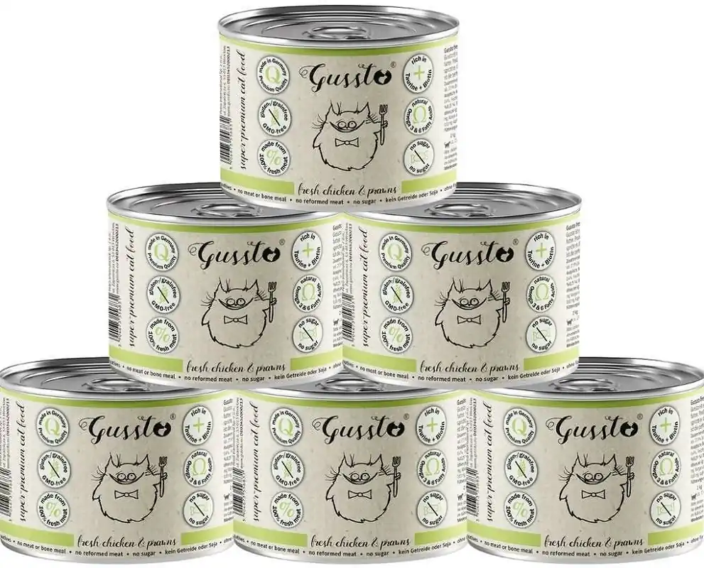 Premium Gussto Fresh Chicken & Prawns Karma z kurczakiem dla kota 6x200g PAKIET