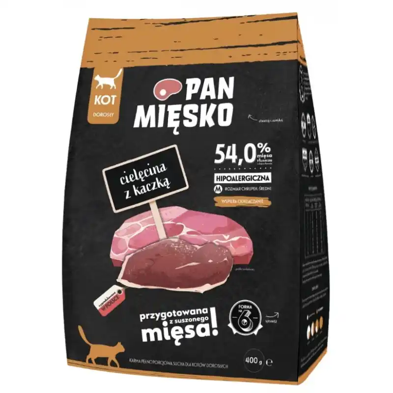 Oferta czasowa Pan Mięsko Cielęcina z kaczką dla kota M