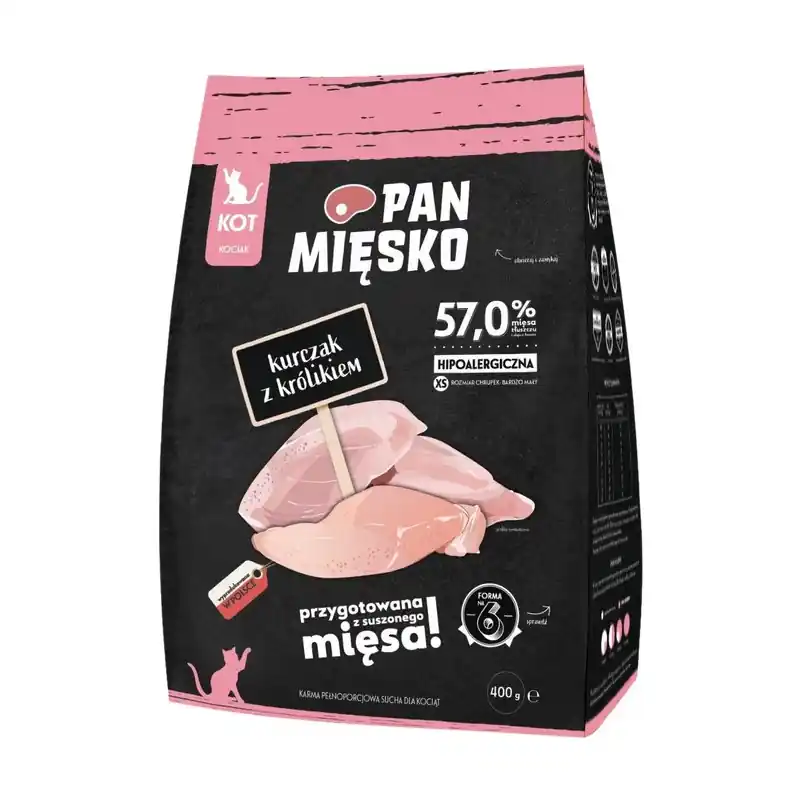 Kup online PAN MIĘSKO Kurczak z królikiem dla kociąt XS