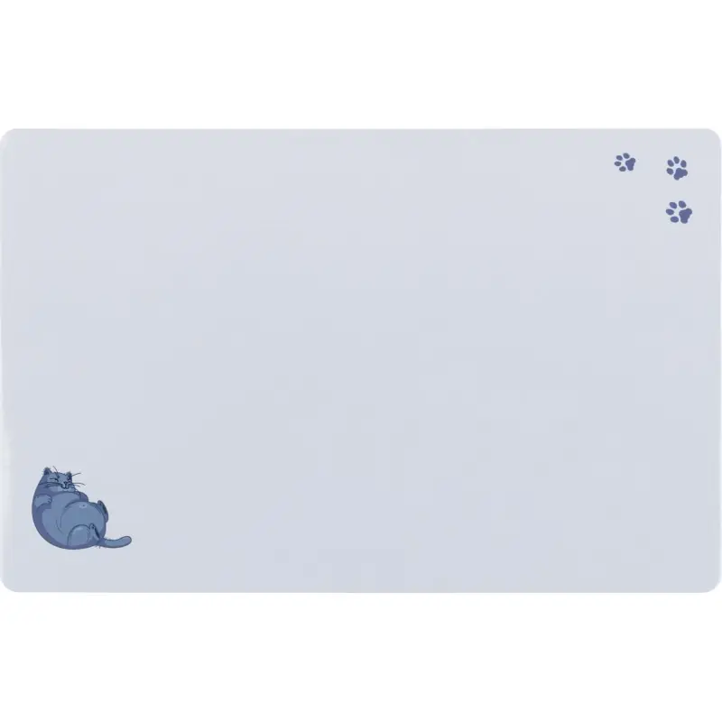 Hit sprzedaży TRIXIE Podkładka pod miski z nadrukiem kota i łapami 44 x 28 cm szara