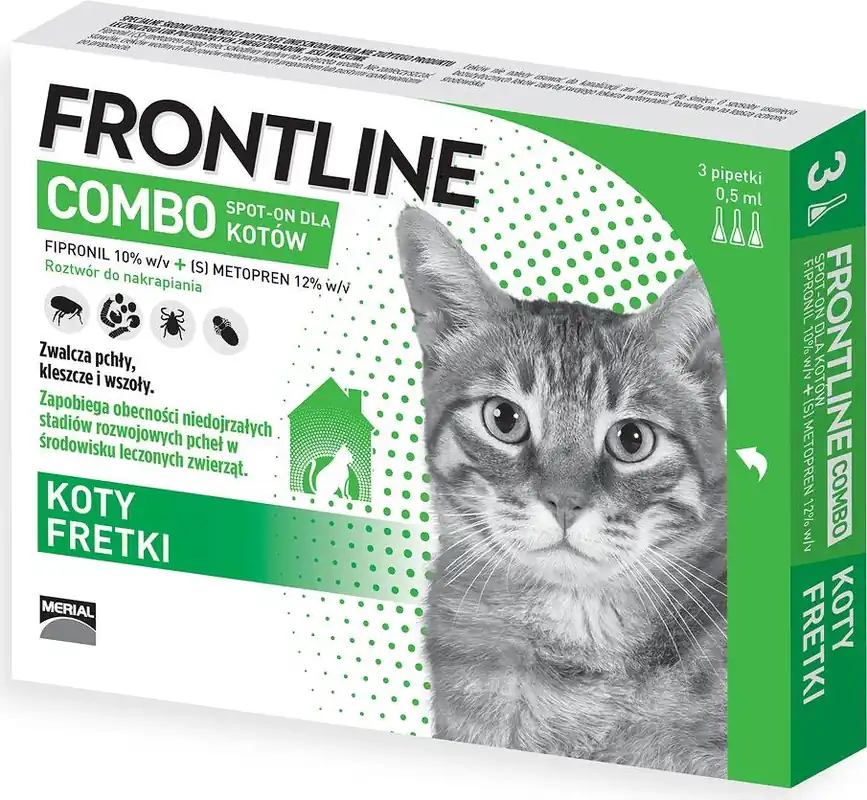 Frontline COMBO Spot On dla Kota Krople na kleszcze 0.5ml 3szt. Łatwy zwrot