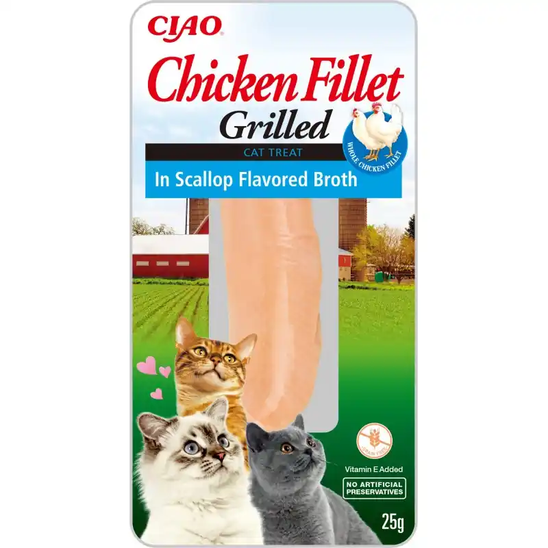 Cena promocyjna INABA Cat Filet z kurczaka w bulionie z przegrzebków 25g