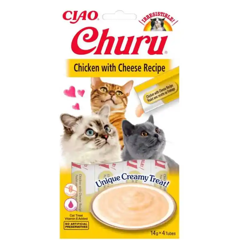 Dostępne od ręki INABA Cat Churu Przysmak kurczak z serem 4x 14g (56g)