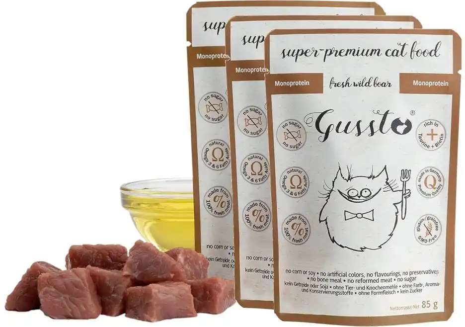 Promocja Gussto Fresh Wild Boar Karma z dziczyzną dla kota 8x85g PAKIET