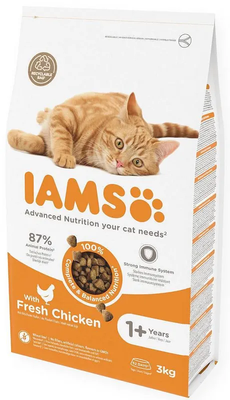 Ekspresowa dostawa IAMS Cat Adult Chicken Sucha Karma z kurczakiem dla kota 3kg