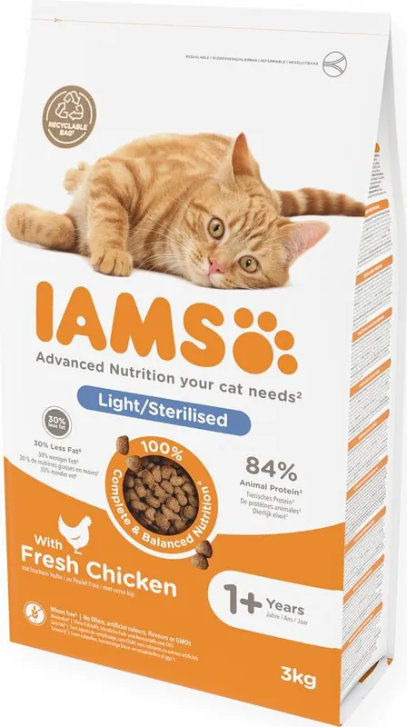 Wysoka jakość IAMS Cat Adult Sterilised Karma dla kota 3kg