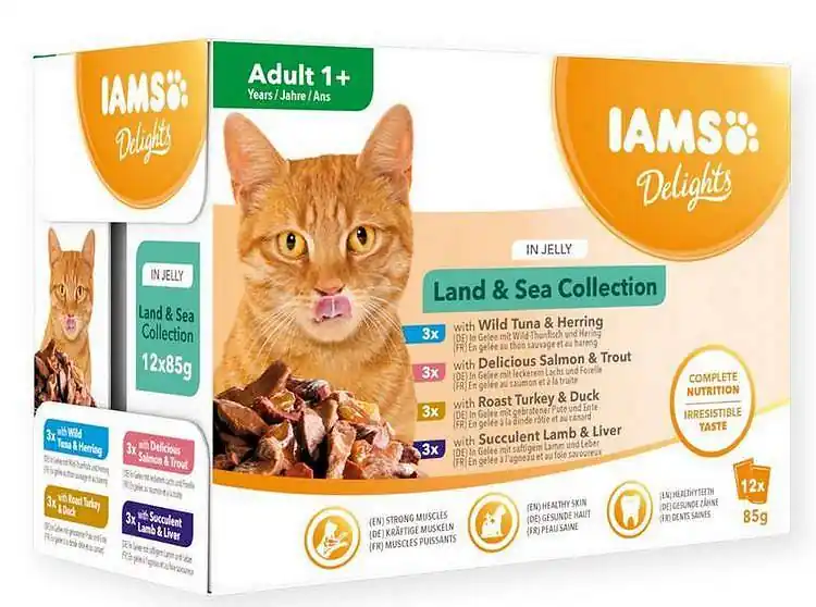 IAMS Cat Delights Land&Sea Jelly Karma w galarecie dla kota 12x85g PAKIET WYPRZEDAŻ Hit cenowy
