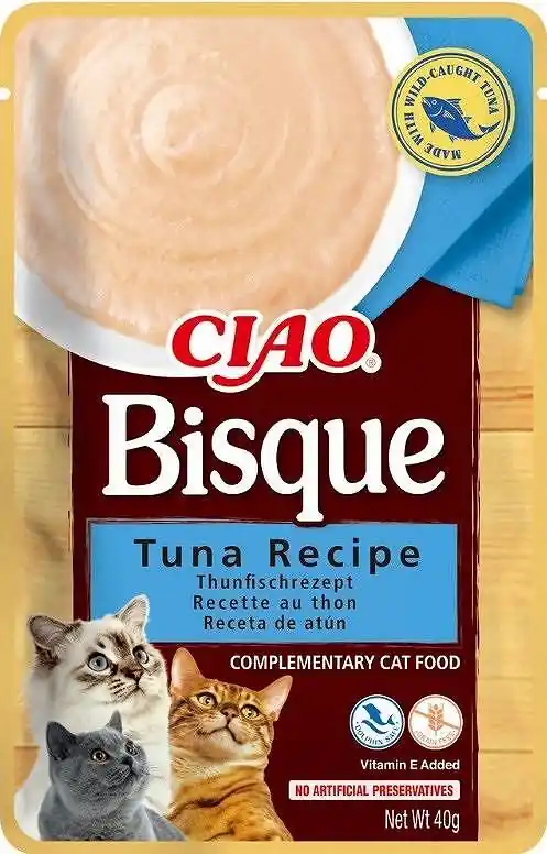 Łatwy zwrot Inaba Ciao Bisque Tuna Recipe Karma dla kota 40g