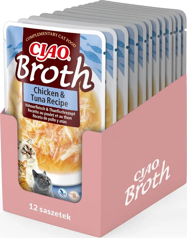 Inaba Ciao Broth Chicken with Tuna Recipe Karma dla kota 12x40g PAKIET Rabat