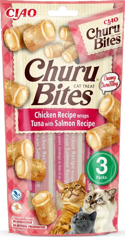 Niska cena Inaba Ciao Churu Bites Chicken Wraps Tuna&Salmon Przysmak dla kota op. 3x10g