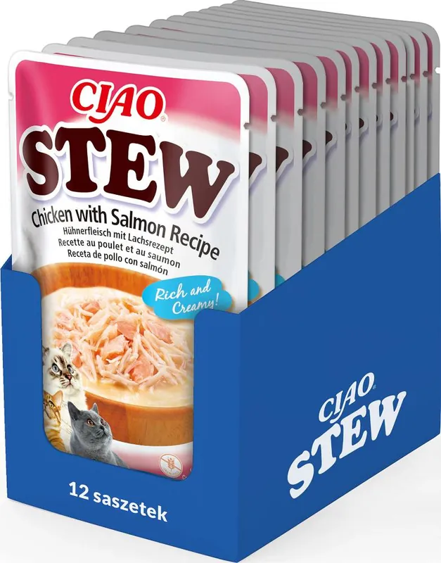 Tani Inaba Ciao Stew Chicken with Salmon Karma z kurczakiem i łososiem dla kota 12x40g PAKIET