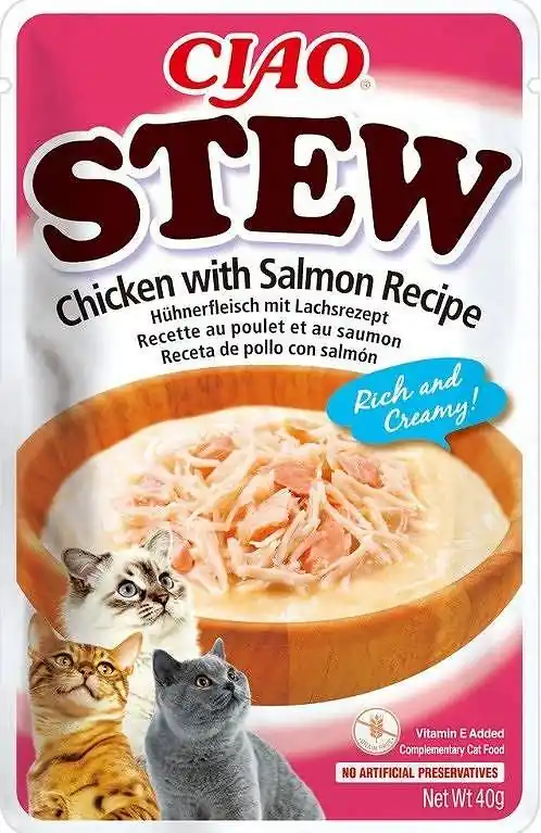 Taniej Inaba Ciao Stew Chicken with Salmon Karma z kurczakiem i łososiem dla kota 40g