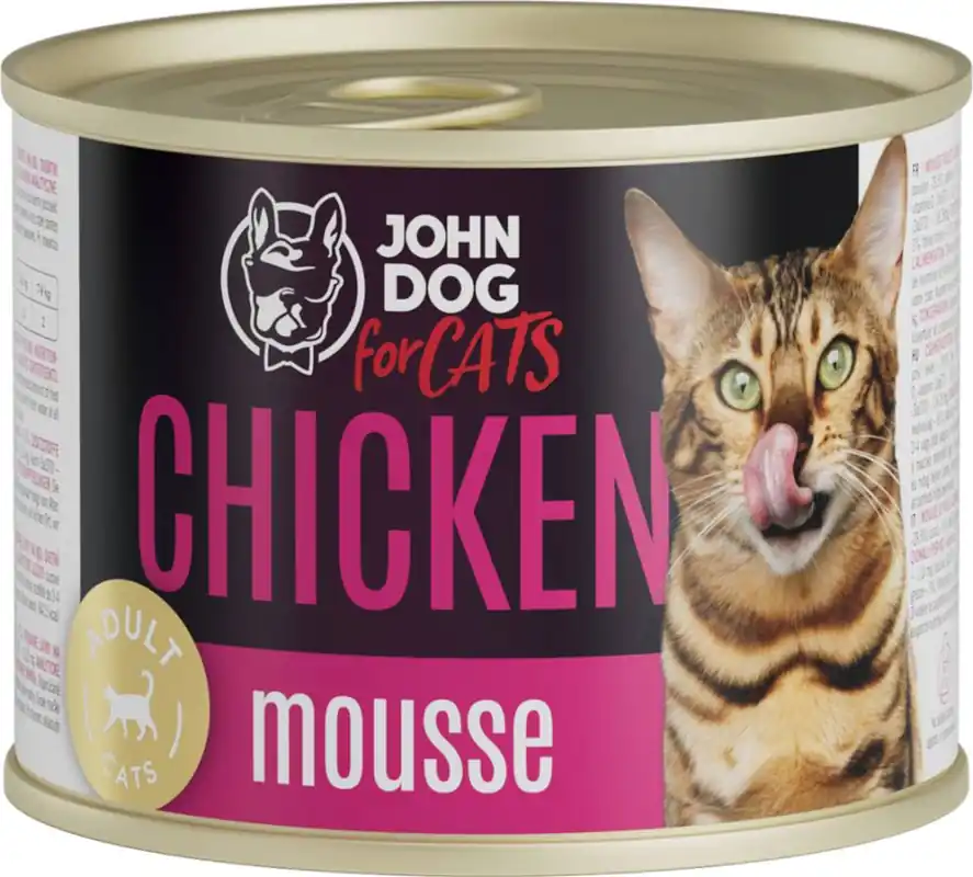 John Dog for Cats Chicken Mousse Karma z kurczakiem dla kota 200g Obniżka ceny