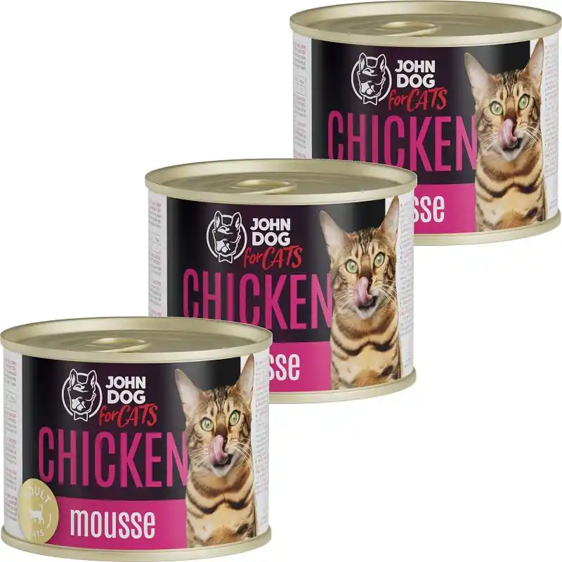 John Dog for Cats Chicken Mousse Karma z kurczakiem dla kota 6x200g PAKIET Wyprzedaż