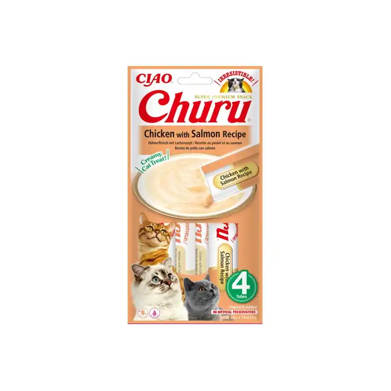INABA CAT CHURU kurczak z łososiem 4x 14g (56g) Hit sprzedaży