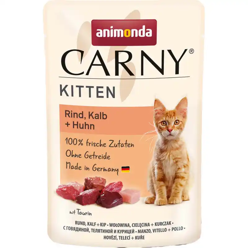 ANIMONDA Carny Kitten Wołowina z cielęciną i kurczakiem 85g (saszetka) Tylko do końca tygodnia