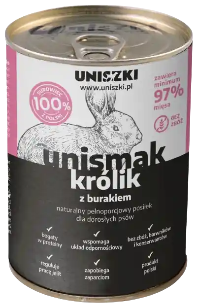 Zniżka Uniszki Unismak Adult Karma z królika dla psa 400g