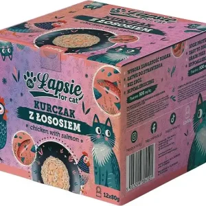 Łapsie Adult Karma z kurczakiem i łososiem dla kota 12x80g PAKIET Bezpieczna płatność