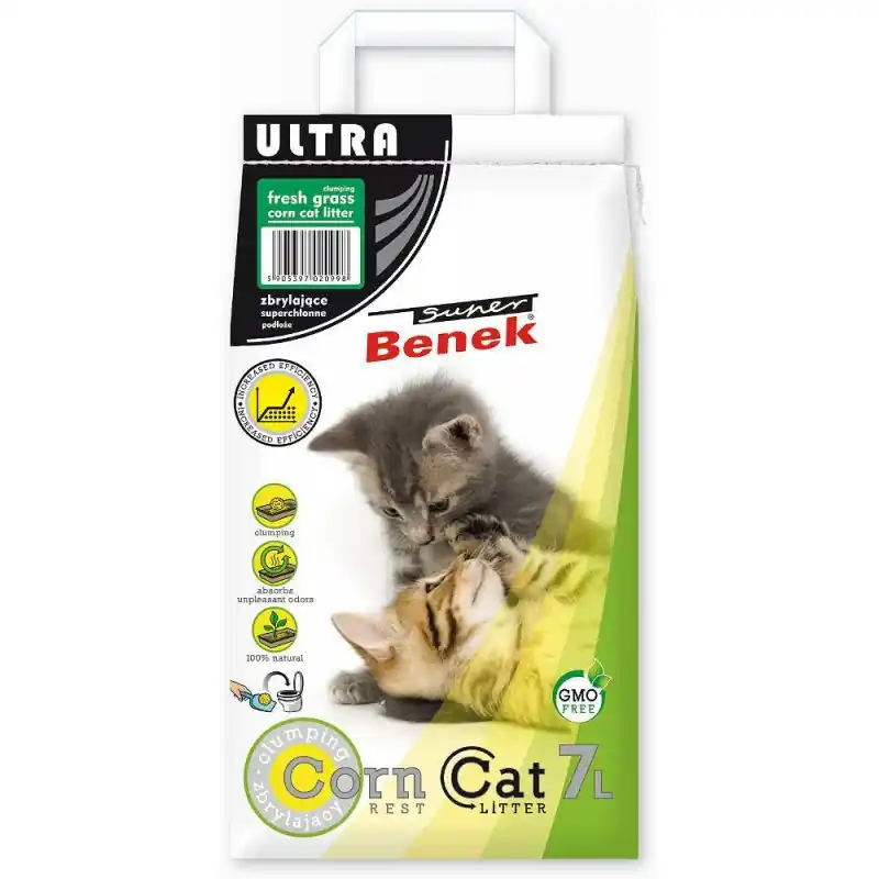Tani SUPER BENEK Corn Cat - Ultra Fresh Grass - zbrylający 7l
