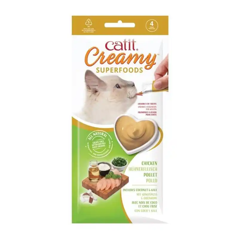 Do wyczerpania zapasów CATIT Creamy Superfood przysmak dla kota - kurczak z kokosem i jarmużem 4 x 10g