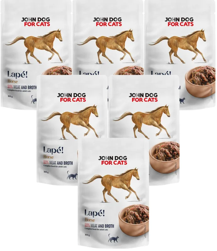 John Dog for Cats Lapé Horse in Broth Karma z koniną dla kota 10x100g PAKIET Najlepsza cena