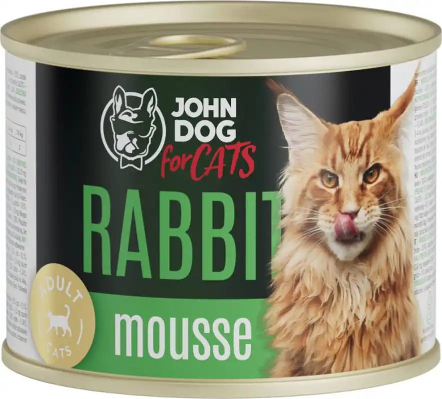Zamów teraz John Dog for Cats Rabbit Mousse Karma z królikiem dla kota 200g