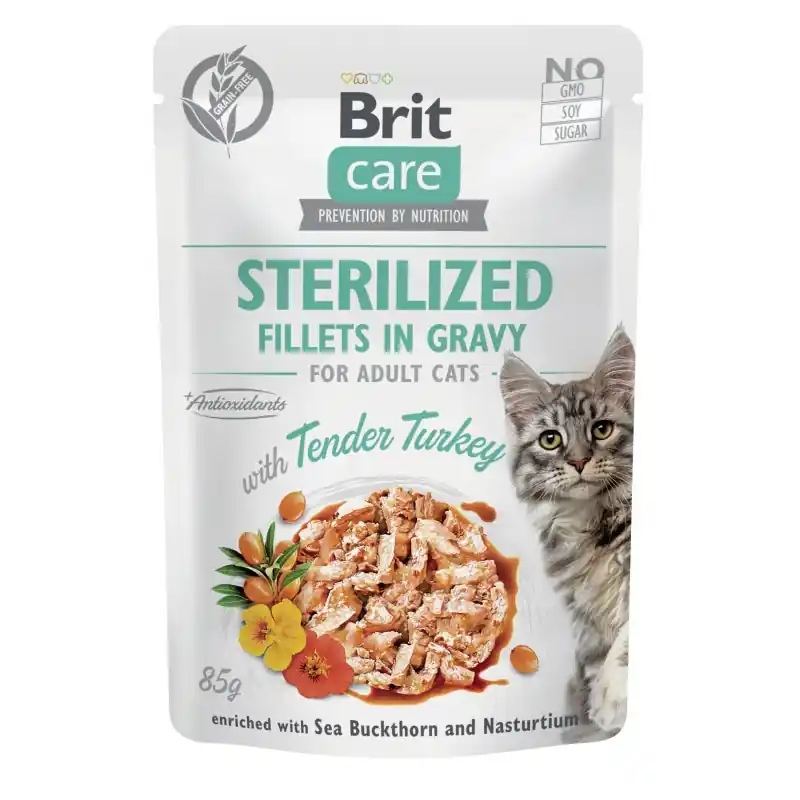 BRIT CARE Cat Fillets Gravy Sterilized Tender Turkey 85g (saszetka) Dodaj do koszyka
