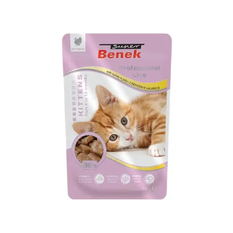 Nowość SUPER BENEK Cat Indyk w galarecie dla kociąt 100g