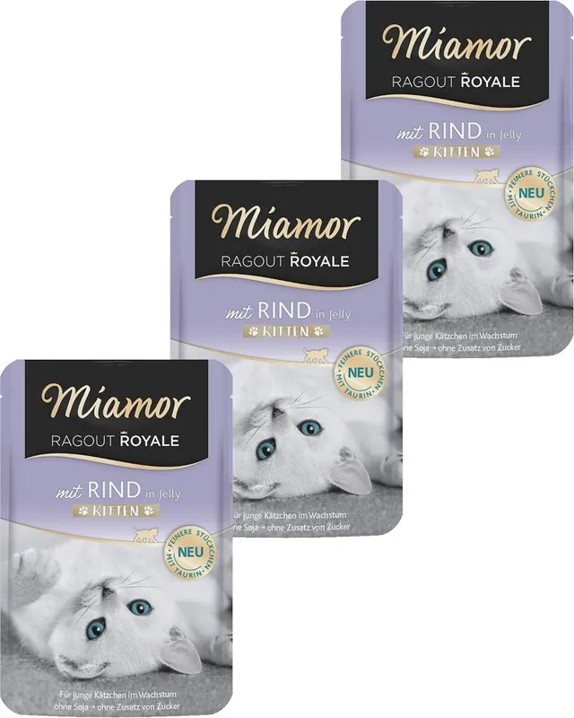 Najlepsza cena Miamor Ragout Royale Kitten Karma z wołowiną dla kociąt 22x100g PAKIET