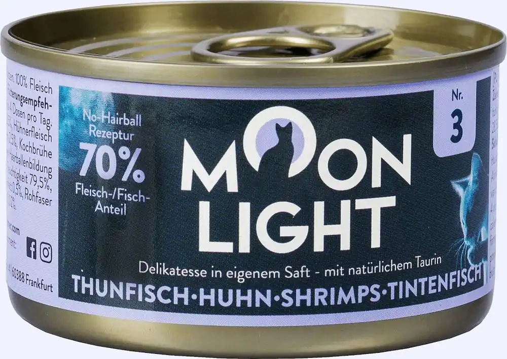 Moonlight Dinner nr 3 Karma z tuńczykiem, kurczakiem, krewetkami i kałamarnicą dla kota 80g Ostatnie sztuki