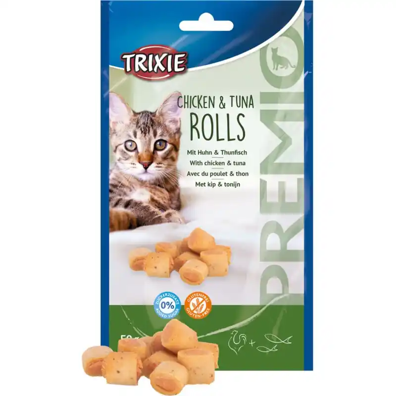 Wyprzedaż TRIXIE Premio Chicken and Tuna Roll - przysmak dla kota, kurczak i tuńczyk 50 g