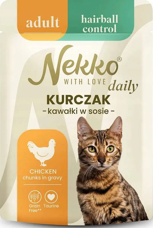 Nekko Daily Adult Hairball Karma z kurczakiem w sosie dla kota 85g Sprawdź teraz