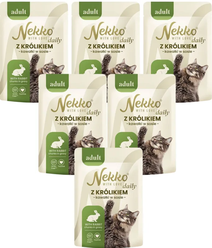 Nekko Daily Adult Karma z królikiem w sosie dla kota 12x85g PAKIET Najlepsza cena