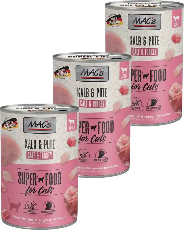 Mac‘s Cat Adult Karma z cielęciną i indykiem dla kota 6x400g PAKIET Bezpieczna płatność
