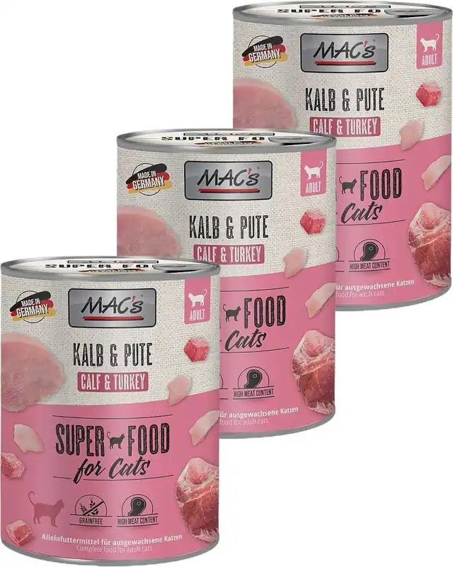 Mac‘s Cat Adult Karma z cielęciną i indykiem dla kota 6x800g PAKIET Oferta