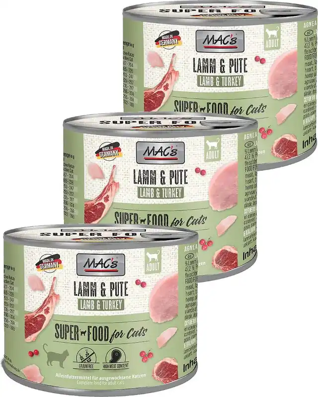 Mac‘s Cat Adult Karma z jagnięciną i indykiem dla kota 6x200g PAKIET Bestseller