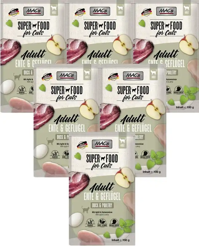 Bestseller Mac‘s Cat Adult Karma z kaczką i drobiem dla kota 12x100g PAKIET