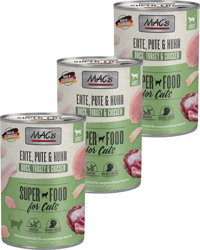 Bestseller Mac‘s Cat Adult Karma z kaczką, indykiem i kurczakiem dla kota 6x400g PAKIET