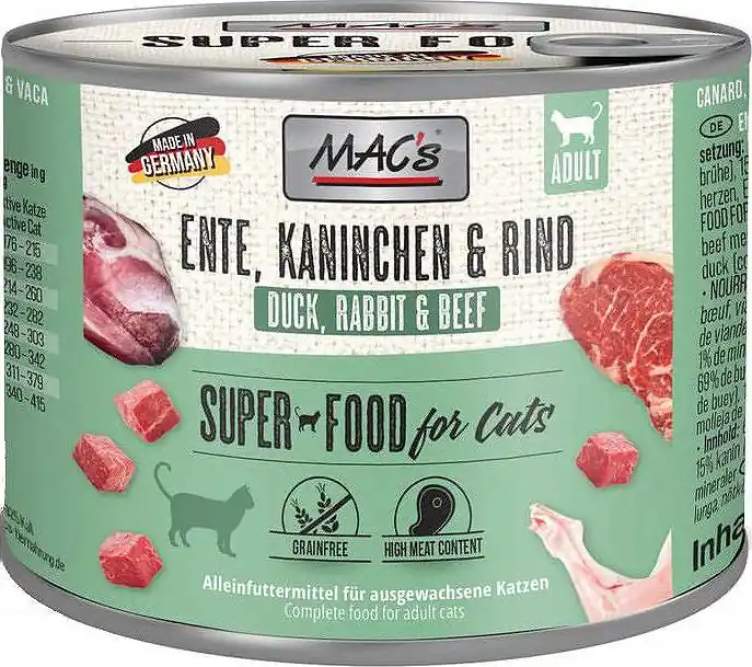 Hit sprzedaży Mac‘s Cat Adult Karma z kaczką, królikiem i wołowiną dla kota 200g