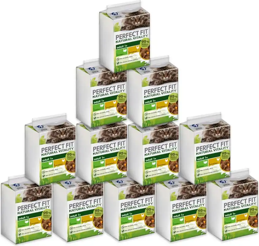 Perfect Fit Natural Vitality Adult 1+ Karma z indykiem i kurczakiem dla kota 12x(6x50g) PAKIET WYPRZEDAŻ Zamów dziś