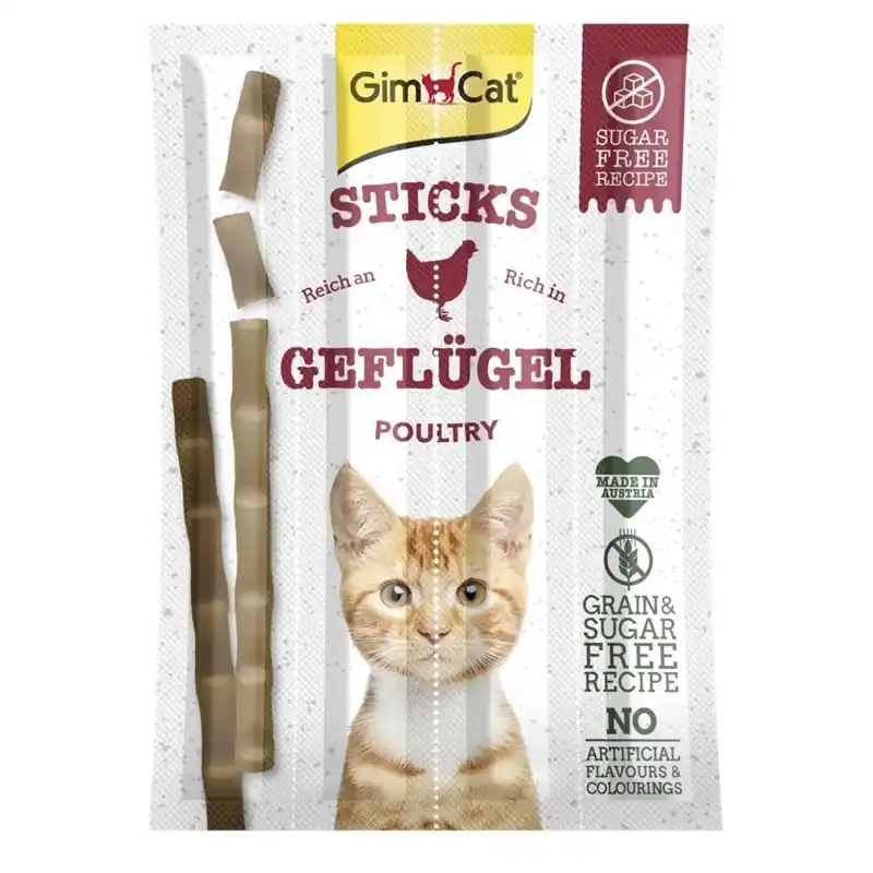 Nowy GIMCAT Sticks Paluszki dla kota z drobiem 4 szt.