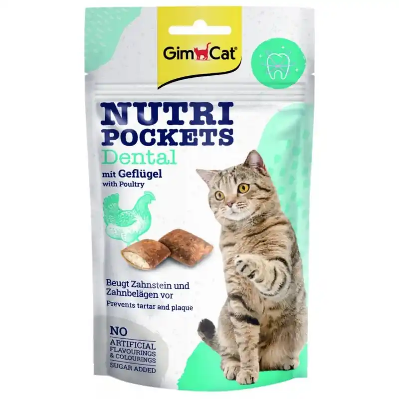 Hit cenowy GIMCAT Nutri Pockets Denatal chrupiące poduszeczki z drobiem 60g