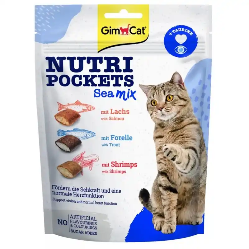 Kup teraz GIMCAT Nutri Pockets chrupiące poduszeczki Sea Mix z tauryną 150g
